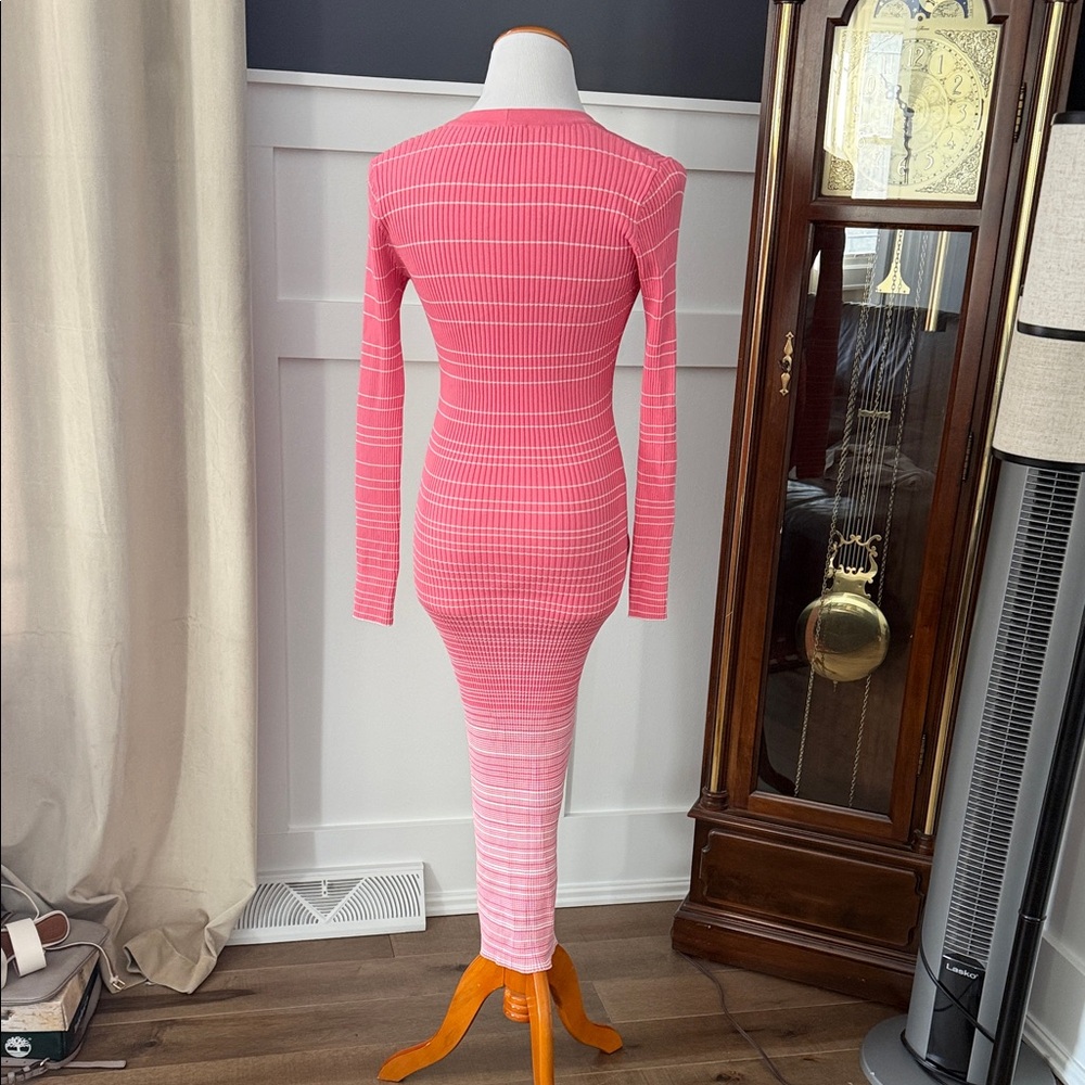 STAUD Pink Striped Long Sleeve Dress - Picture 3 of 5